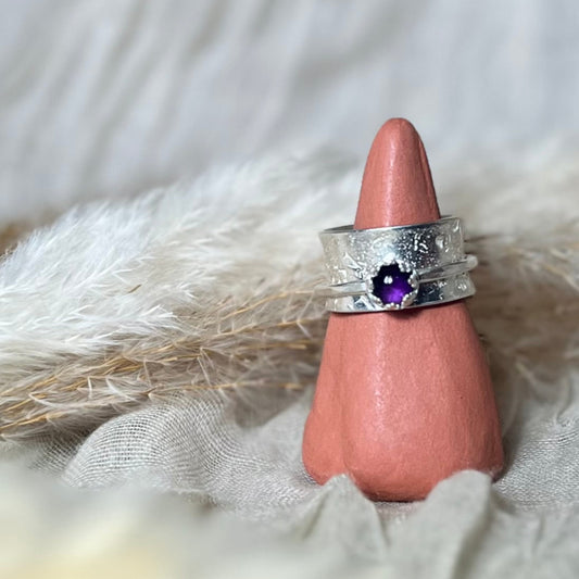 Amethyst Silver Spinner Ring