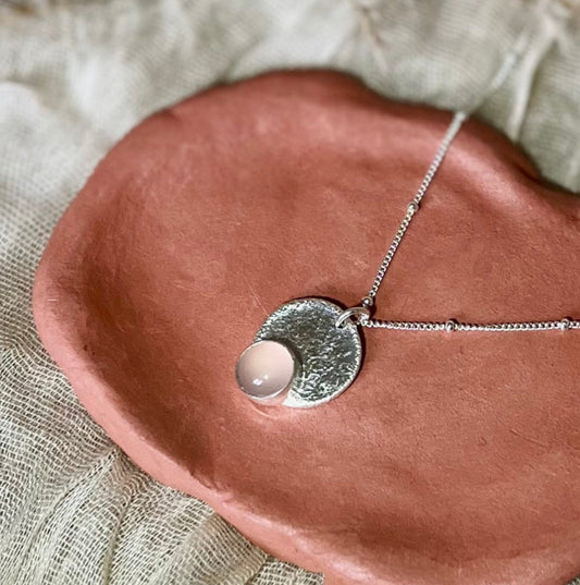 Silver and Pink Chalcedony necklace