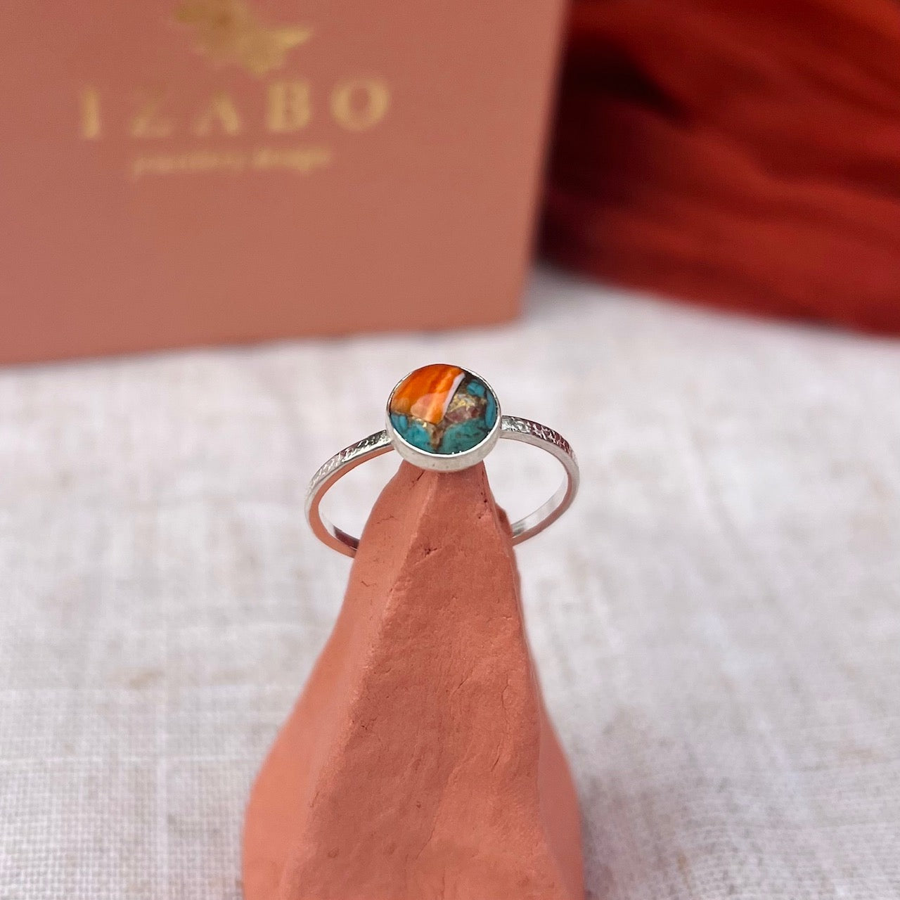 Copper Turquoise Stacking Ring in Sterling Silver newest Southwestern Jewelry