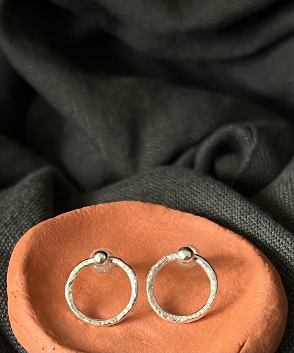 Silver hammered stud on sale earrings